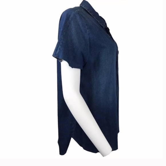 NWOT Zara denim snap shirt “new life” sequin patch - Picture 6 of 6